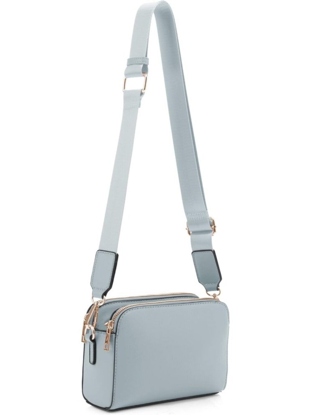 Women's Mint Trendy Triple Zip Small Crossbody Bag Purse with Guitar Strap